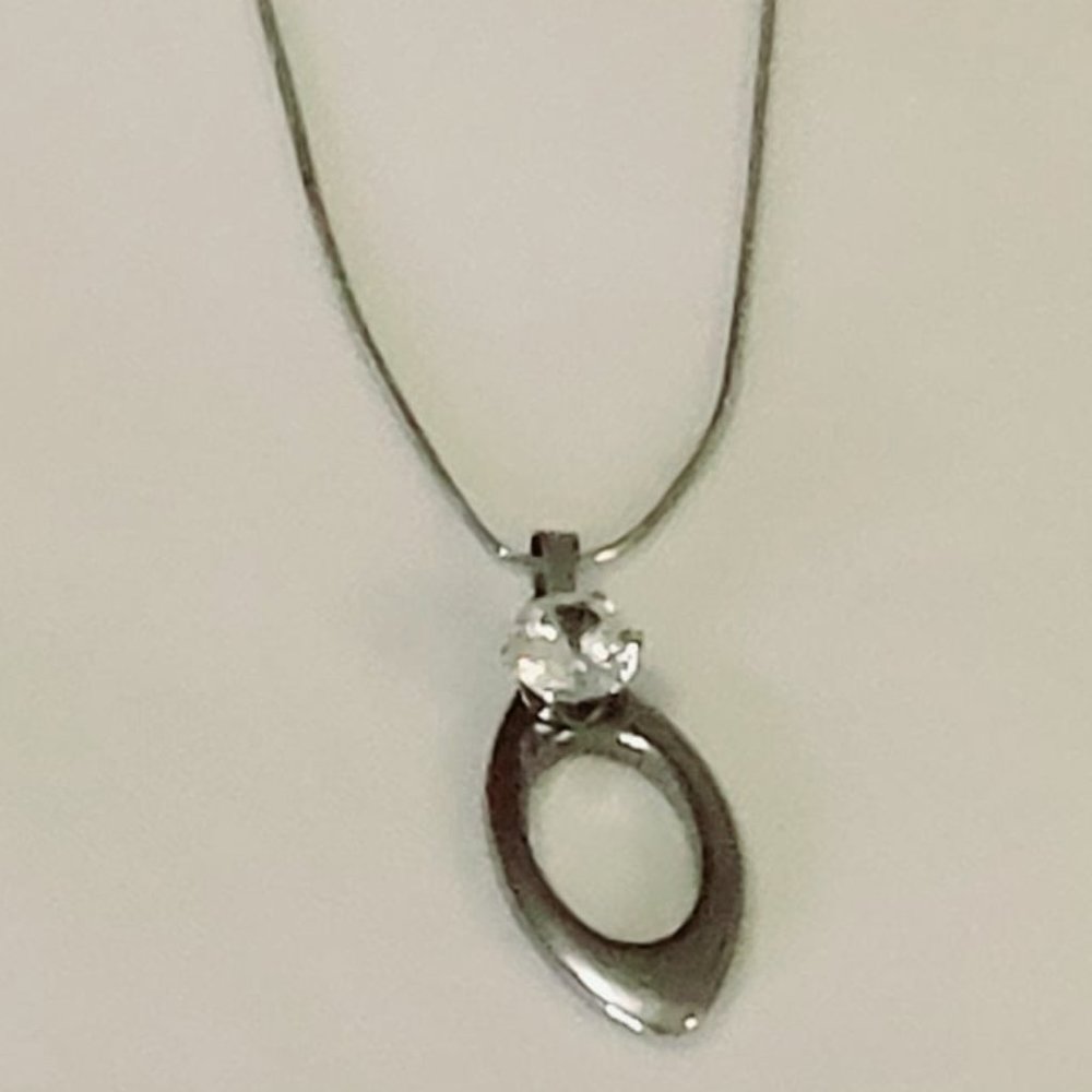 Marquise shape Necklace  with Crystal  Oval Pendant.Gift with a $75 + purchase)
